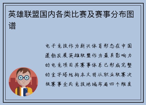 英雄联盟国内各类比赛及赛事分布图谱